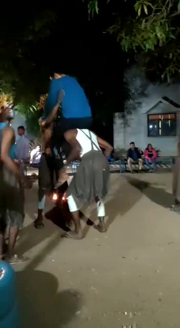 Funny dancing tribal people