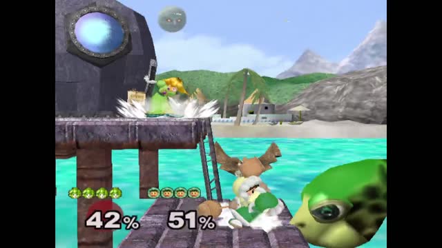 Super Smash Bros Melee (ssbm) - Peach vs Ice Climbers (lv9 cpu)