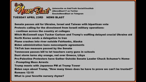 Tuesday April 23, 2024 News Blast