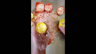 ASMR ORANGE AND YELLOW SOAP SET CRUSH WITH CORNSTARCH