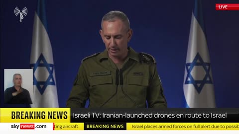 Sky News - Iran says it has launched drones and cruise missiles at Israel