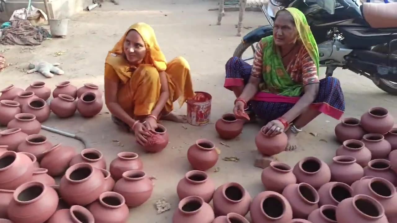 Many clay pots