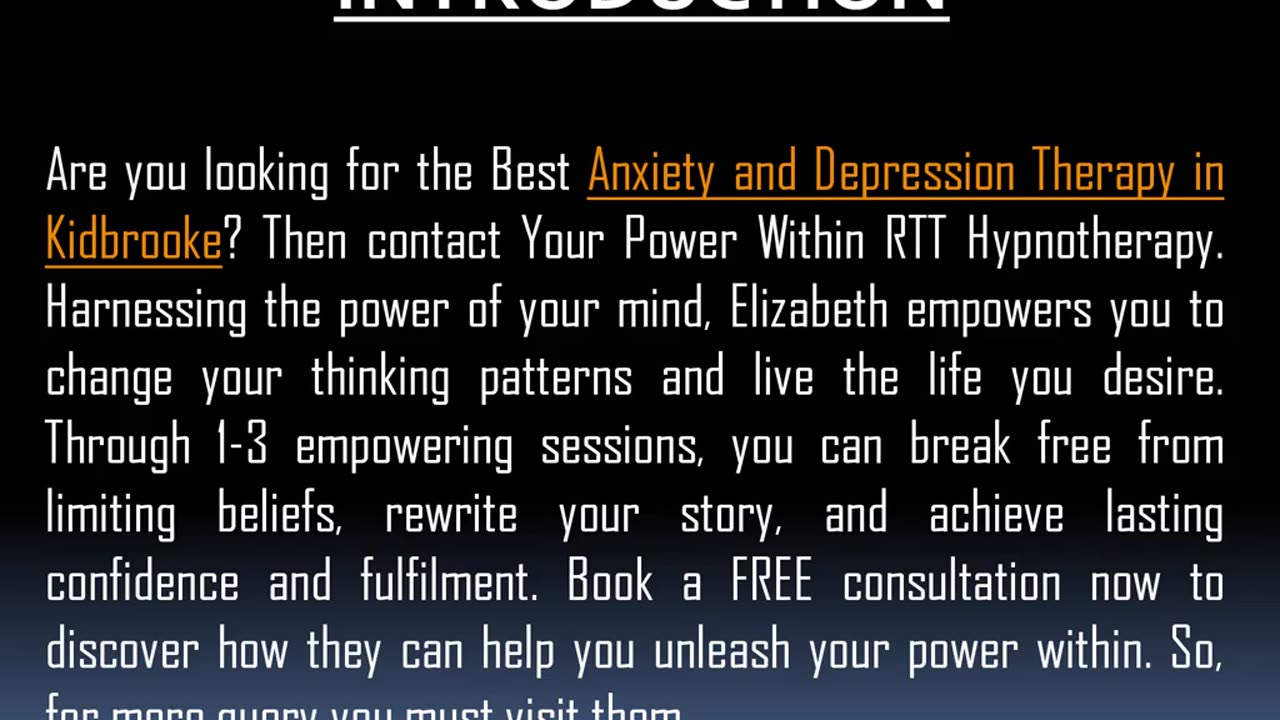 One of the Best Anxiety and Depression Therapy in Kidbrooke