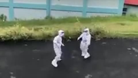 Health Care Workers dancing in Locality