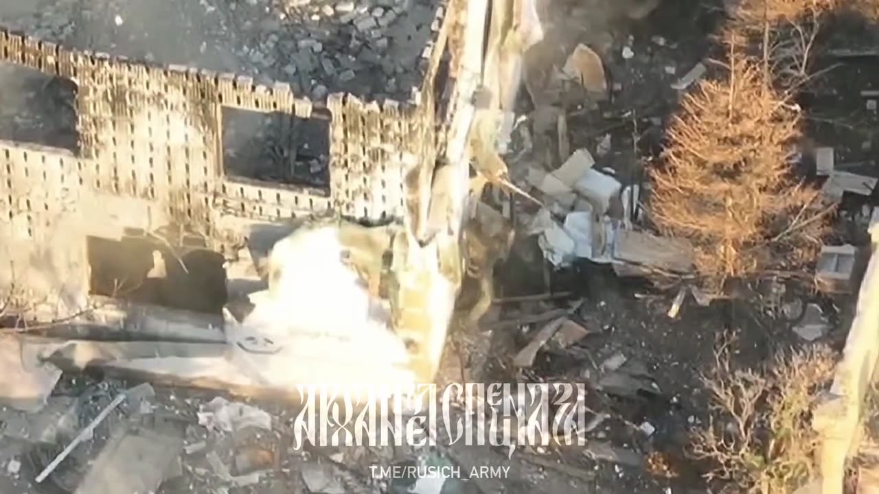 Russian Sapper Sneaks up to a Ukrainian Position and Mines the Entire Building