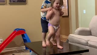 Jealous Brother Gives Dancing Sibling A Push