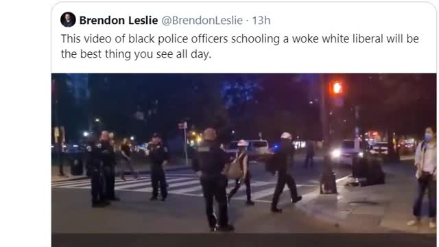 White liberal berates cops about being systematically racist. GETS OWNED by Black COP