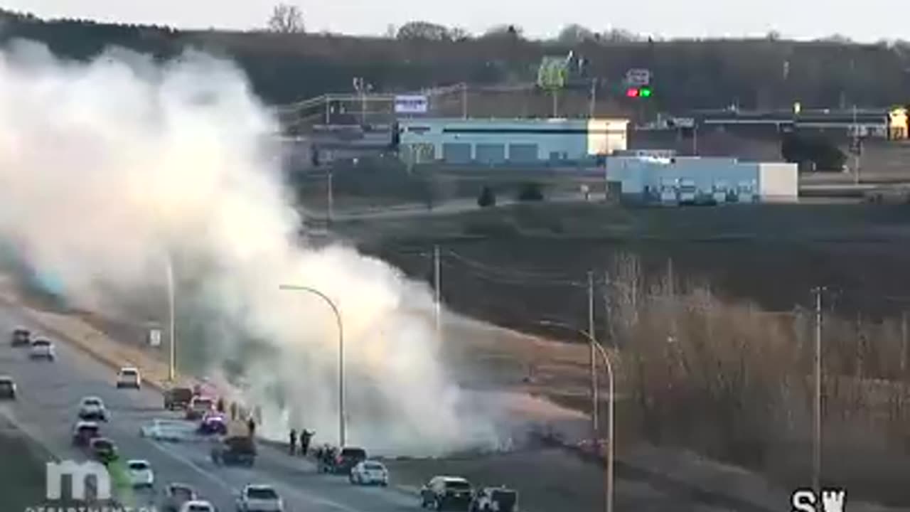 Hot air balloon collides with power line along Highway 63, located south of Rochester, Minnesota