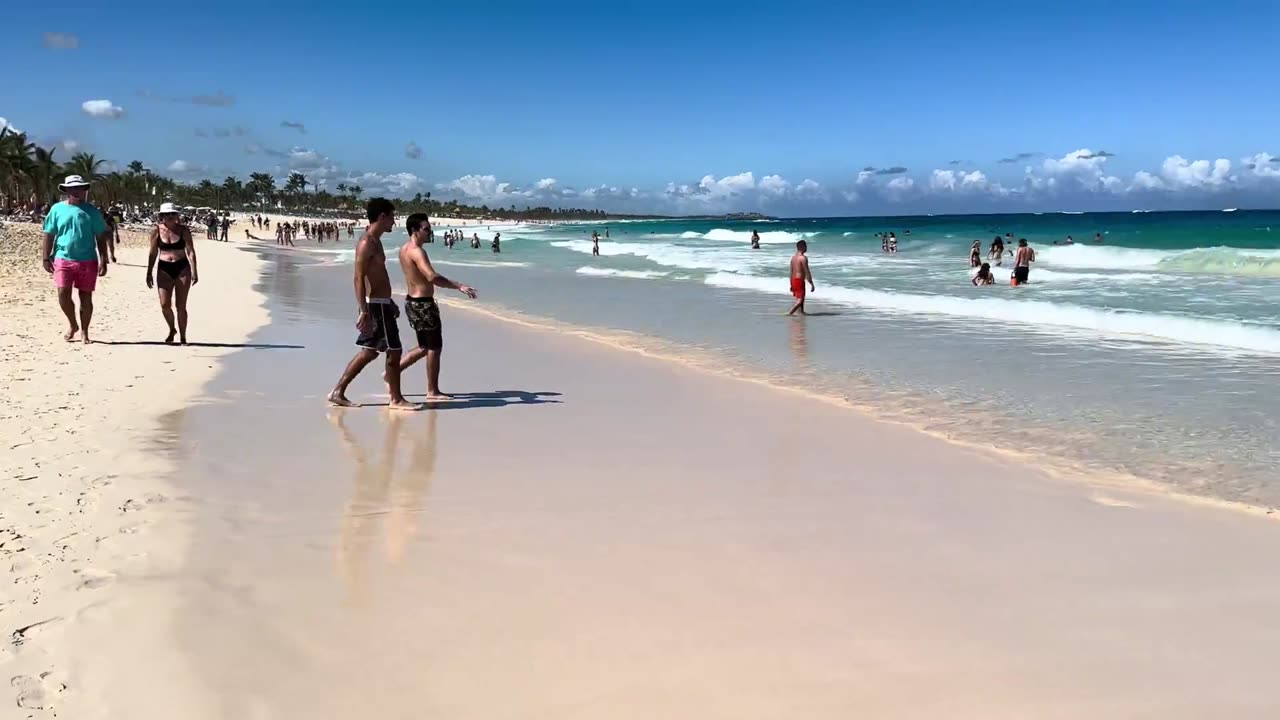 Beautiful day In Punta Cana beach beach walk 1080P