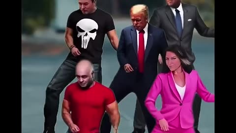 Trump, RFk, Tulsi, Elon and Joe Rogan staying alive dance video