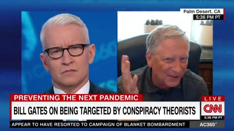 Gates telling CNN's Anderson cooper, he 'laughs' at 'conspiracy theorists' who question his motives