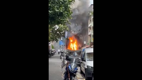 Van on fire in Italy