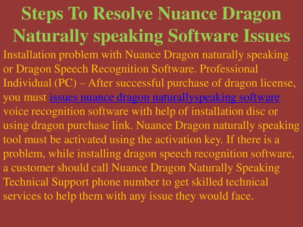 Steps To Resolve Nuance Dragon Naturallyspeaking Software Issues