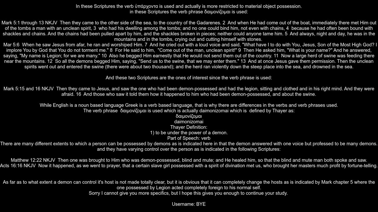 Basis for belief that a person can be quotpossessed byquot a demon