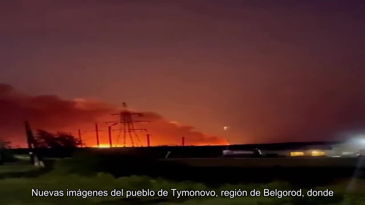 Nuevas imágenes del pueblo de Tymonovo, región de Belgorod, donde el depósito de municiones sigue a