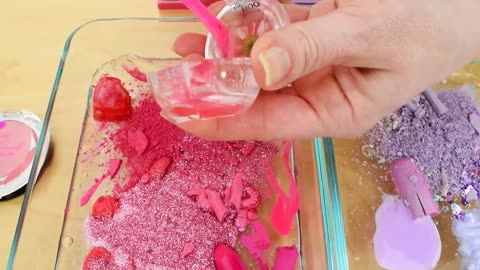 Pink vs Lilac - Mixing Makeup Eyeshadow Into Slime Special Series 228 Satisfying