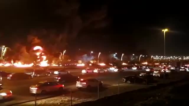 Respecting the gas station and burning 30 cars on the highway.