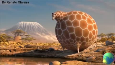 Animação Girafa obesa com sede