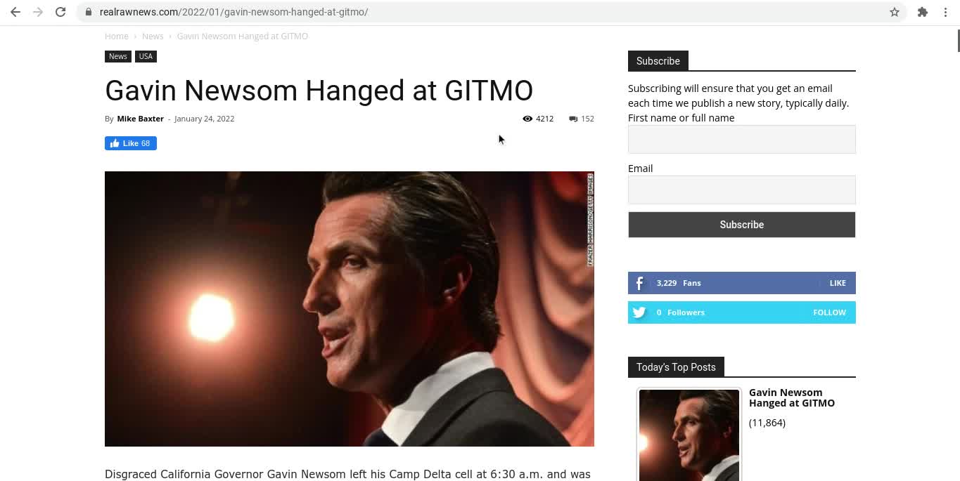 Gavin Newsom Hanged At GITMO