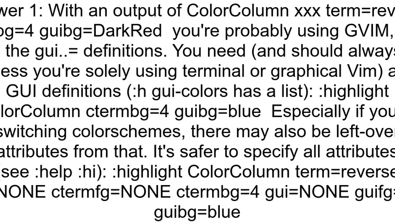 Highlight column in Vim