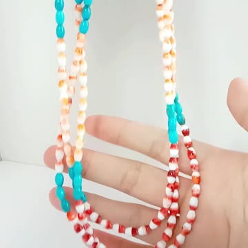 Turquoise spiny oyster colorful necklace three strand choker mop spiny oyster handmade necklace06