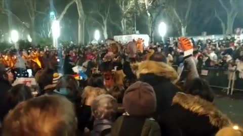 Bungling Fire Eater Sets Face Alight In Street Parade