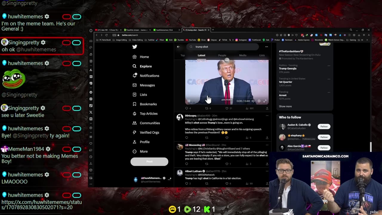 huwhite stream - meme creation and Trump address to the CA GOP fall convention in Anaheim, CA