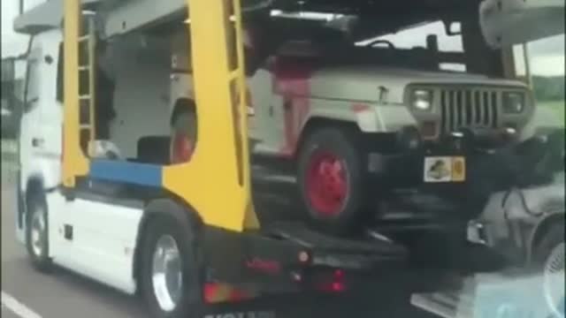 Car transporter loaded with movie wonders || Viral Video UK