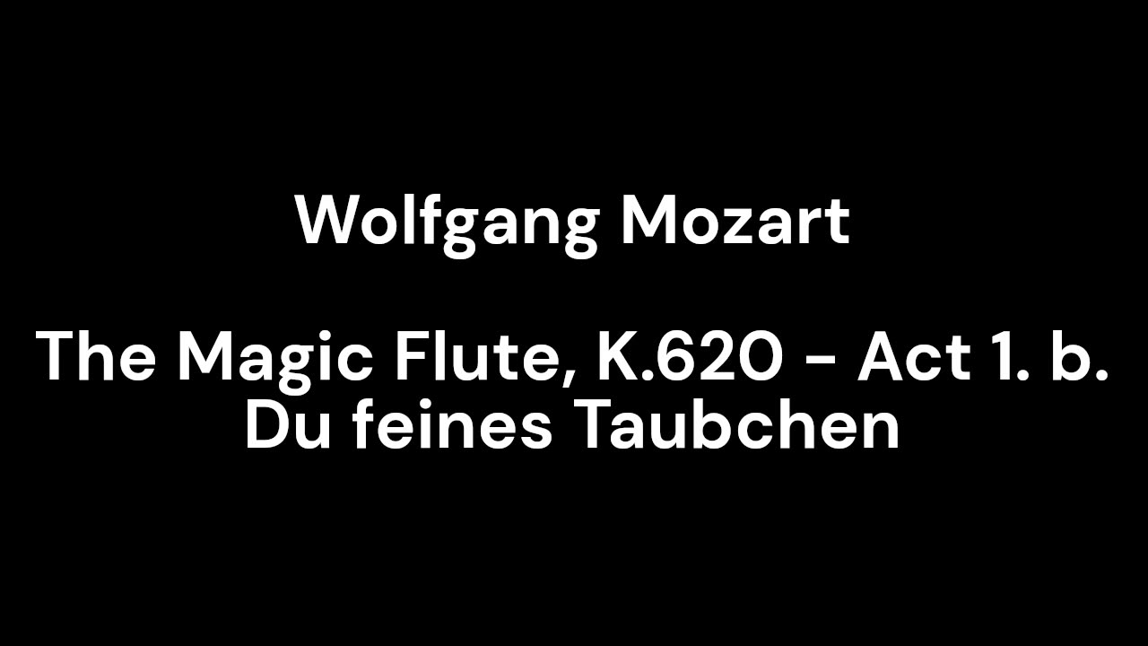 The Magic Flute, K.620 - Act 1. b. Du feines Taubchen