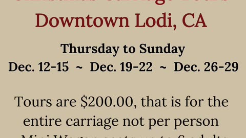 Christmas Light Carriage Tours in Lodi CA 2024