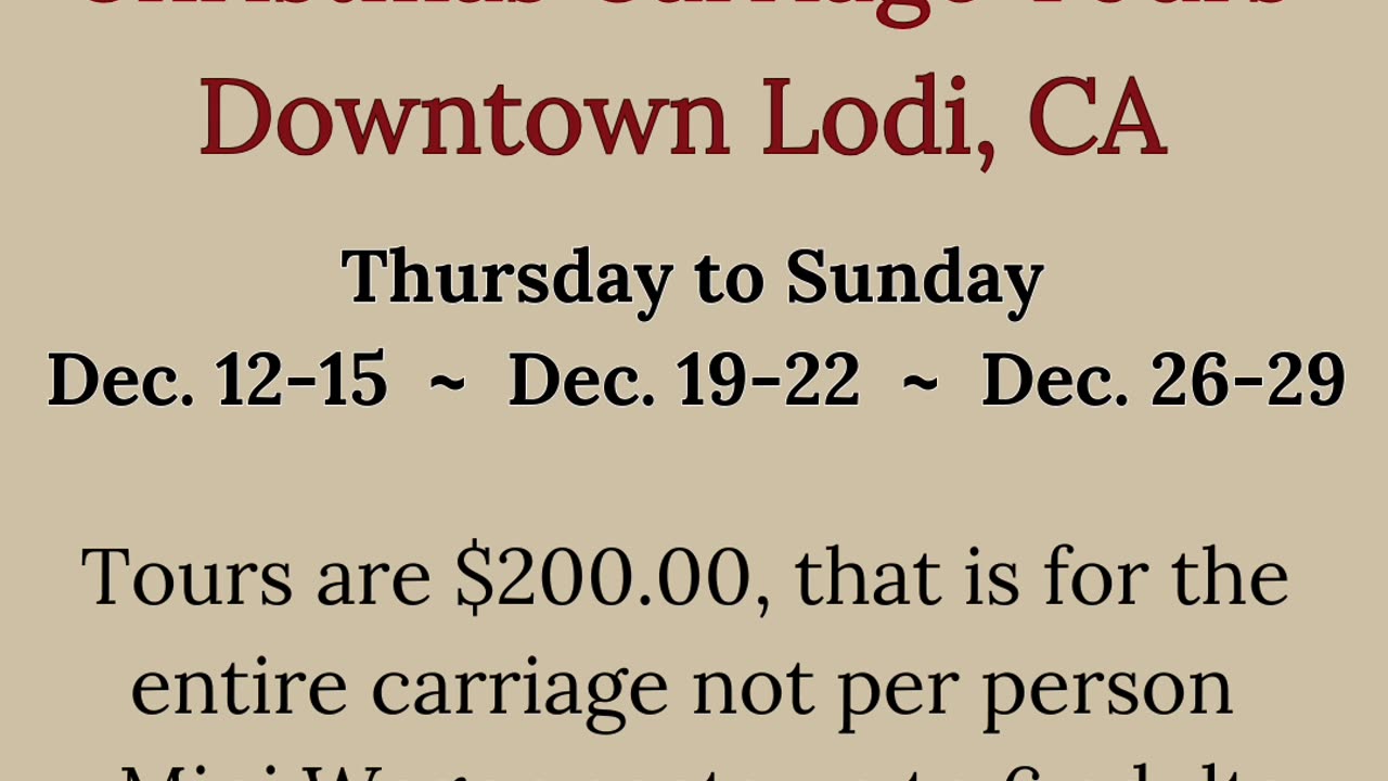 Christmas Light Carriage Tours in Lodi CA 2024