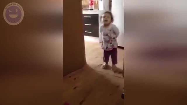 Funny little girl fighting with her mom.