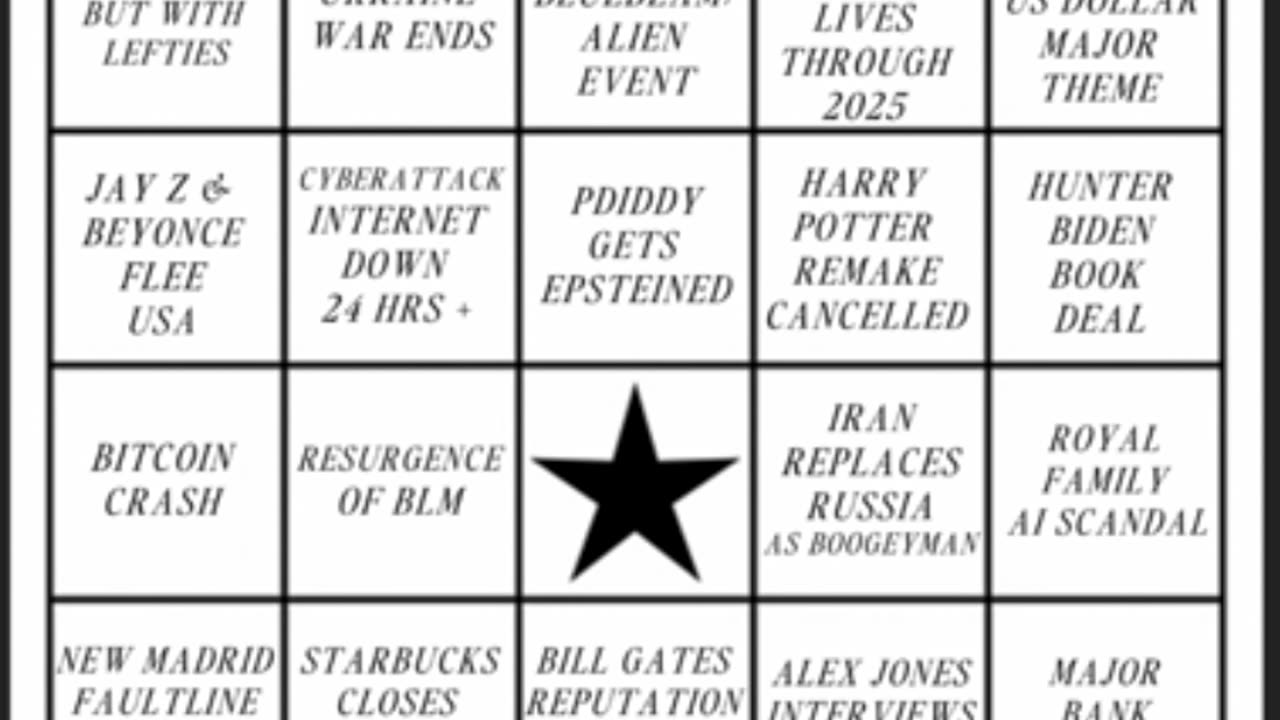 2025 NewYear BINGO card