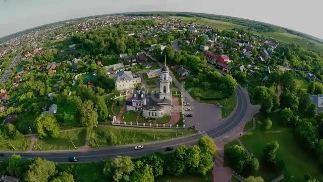 Aerial landscape of rural scene in central Russia on summer stock video