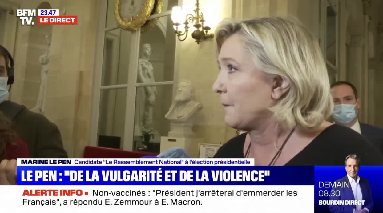 Réaction de Marine Le Pen suite aux propos de Macron contre les non-vaccinés