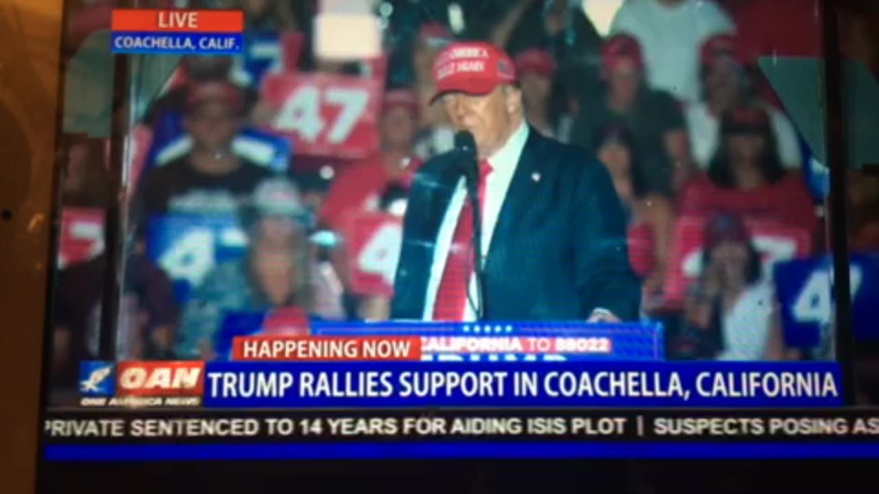 🦅 OANN Donald Trump rallies crowd at Coachella California Saturday 09:36 pm