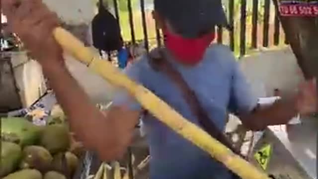 Hardworking Man Selling Sugarcane juice on Scooter