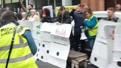 Scots are burning electricity bills outside Glasgow energy HQ in protest of rising energy prices.