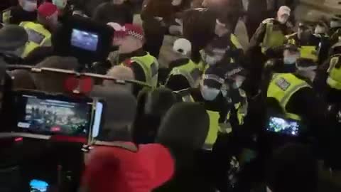 Protesters in London tonight surround Police chanting, Shame on You