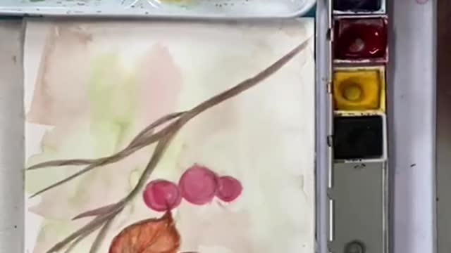 Leaves and Berries Watercolor Tutorial