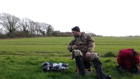 Test footage for filming. Making a brew on a field .