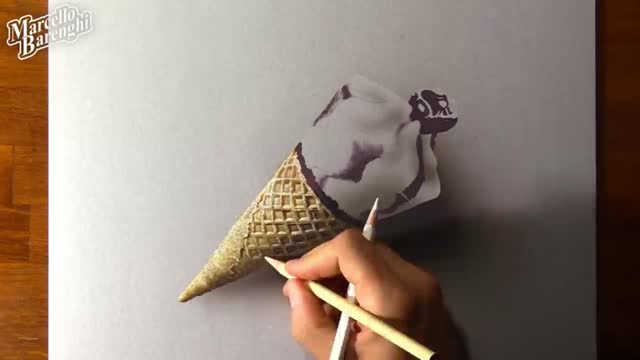 Draw The Shadow Of The Sweet Cone With A Black Pen