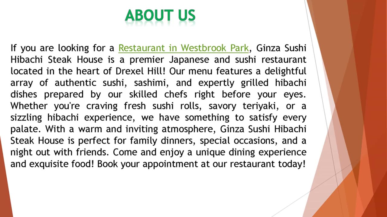 If you are looking for a Restaurant in Westbrook Park