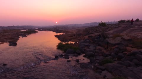 Drone Footage Of A Calm River.