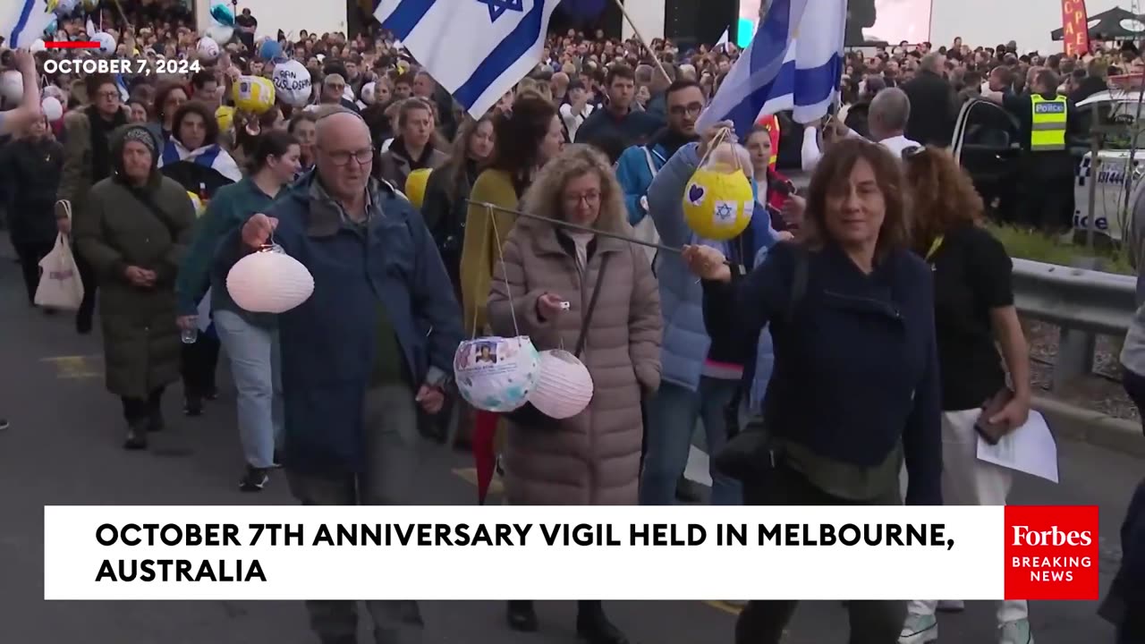 Australian Prime Minister Anthony Albanese Attends October 7 Anniversary Vigil In Melbourne