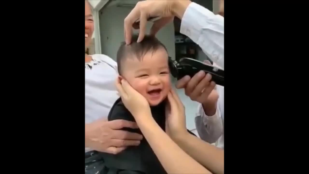 Adorable baby so cute Reaction hair cut