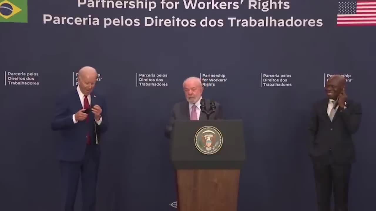 Joe Biden awkwardly stumbles into pole and doesn't shake President Lula's hand