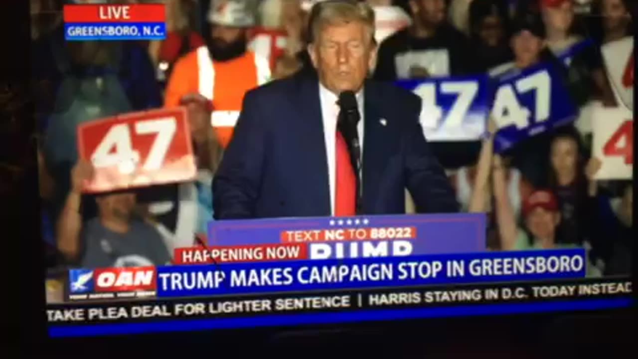 🦅 OANN President Donald Trump will make America 🇺🇸 great again Greensboro Tuesday 09:00 pm