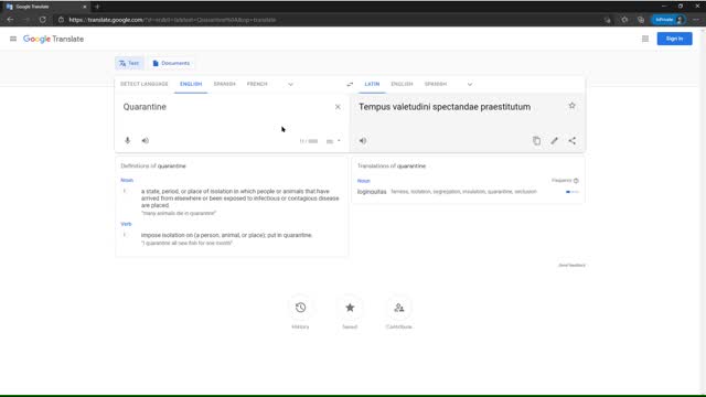 Google Translate quarantine