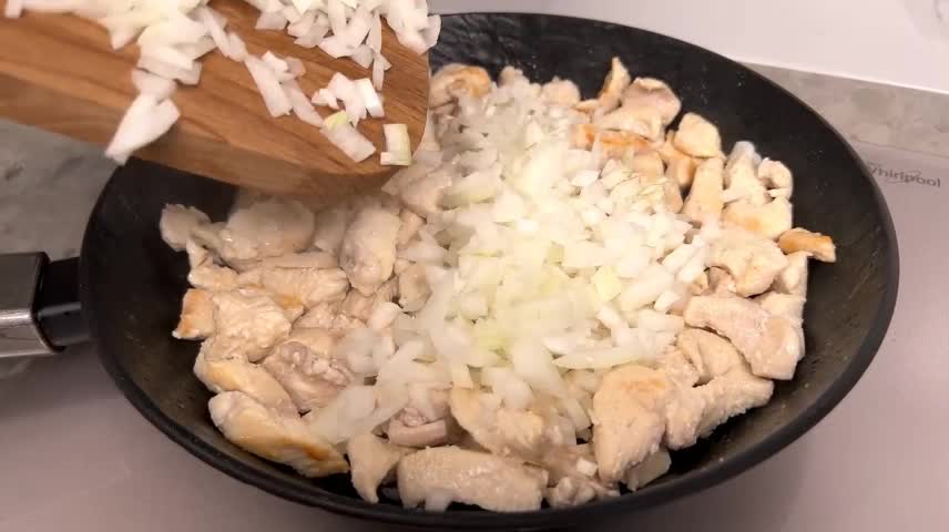 Fry The Chicken Breast With The Onion